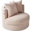 Beliani Poltrona moderna Glam con schienale rotondo Base girevole in boucle con due cuscini Beige