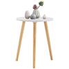 YOUDENOVA Tavolino Laterale Rotondo in Legno Ø42 × 52 cm, Bianco/Naturale
