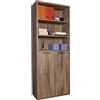 Composad | Libreria Alta della Linea DAVINCI con 2 Ante, e 3 Vani, Libreria Scaffale Moderna, (LxAxP) 81,60x217,5x35,70 cm, Colore Noce Brera, per Studio, Soggiorno, Made in Italy