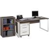 Composad | Scrivania, Cassettiera e Libreria Bassa con 2 Ripiani della Linea Disegno, Set di 3 Mobili per Ufficio, Ufficio Moderno, Colore Rovere Sonoma e Bianco Laccato, Made in Italy