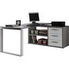Composad | Scrivania della Linea DISEGNO con 3 Cassetti e 2 Vani, Scrivania Angolare con Cassetti e Libreria, (LxAxP) 170x75x140 cm, Colore Cemento e Bianco Laccato, Made in Italy