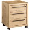Composad | Cassettiera della Linea RILEGA con 3 Cassetti, Serratura e Ruote, Cassettiera Ufficio Moderna, Archivio, (LxAxP) 53,6x63,4x44,7 cm, Rovere Oak Mielato, Made in Italy