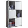 Composad | Libreria Alta della Linea PRATICO con 3 Ante Scorrevoli, Libreria Moderna Scaffale, (LxAxP) 120x195x35,60 cm, Cemento e Bianco Laccato, Soggiorno, Ufficio, Studio, Made in Italy