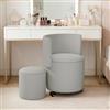 HDHNBA Sedia cosmetica con ruote e spazio di archiviazione, sedia girevole per trucco con schienale ribaltabile, piccolo pouf imbottito in pelle PU per camere da letto e salotti.
