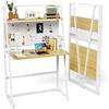 CHOWGOLI Scrivania pieghevole con Pegboard, Salvaspazio, Scrivania per computer pieghevole, per piccoli spazi, scrivania pieghevole da ufficio, con scaffale, colore legno, 86 x 48 x 138 cm