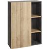 Composad | Libreria Bassa della Linea CORE con 1 Anta e 3 vani, Libreria a Scaffale, Moderna, (LxAxP) 80x110,70x35 cm, Colore Rovere e Grigio Tadao, Per Studio, Soggiorno, Made in Italy