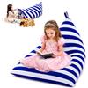 Hengrongshen Pouf per bambini, extra large, senza imbottitura, contenitore per animali di peluche, 2 in 1, grande capacità, pieghevole, per riporre giocattoli, tela di alta qualità, 250 l (strisce blu e bianche)