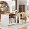 Wyibwy Isola da cucina 120-197cm,tavolo da pranzo estensibile con portaspezie e cassetti,tavolo da bar con pieghevole girevole a 360,maniglie in metallo,Credenza per piccoli appartamenti,bianco