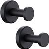 APLusee Confezione da 2 ganci rotondi per asciugamani da bagno, in acciaio inossidabile, appendiabiti da parete decorativi contemporanei per WC e cucina (nero opaco)