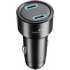 Teknoll - Caricabatterie Rapido 65W -2 Porte: 1xUSB-C 20W PD + 1xUSB-C 45W PD - LED Attivo - Ricarica Sicura in Auto - Adatto a Tutti Gli Smartphone - Nero