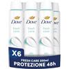 Dove Deodorante Spray Fresh, Deodorante Antitraspirante Spray, Protezione Fino a 48 Ore, con 1/4 di Crema Idratante, Formula Delicata, Deodorante Uomo e Donna, Senza Alcol, 6x200ml