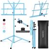 CAHAYA 2-in-1 Leggio Spartiti Musicali & Supporto da Tavolo per Libri Leggio Musicale Pieghevole Altezza Regolabile 70-138cm con Borsa di Trasporto per Spartito Musicale Colore Blu CY0204-3