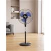 Generico HQ Ventilatore a Piantana 16 (40 cm), Potenza 50W, Altezza Regolabile fino a 1,15 m, 3 Pale Blu ad Alta Efficienza, 3 Velocità e Funzione Oscillante, Base Stabile, Nero - Ideale per Casa e Ufficio