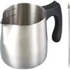 Aohyue Bricco Latte Acciaio Inox, Caraffa per Latte 350ml, Brocca per Cappuccino ed Espresso, Piccola Caraffa per Barista Domestico, con Penna Decorativa a Doppia Testa in Acciaio Inossidabile