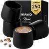 MIAMIO - Set di 4 tazze in ceramica (250 ml) / Tazze in ceramica senza manico/Tazze da caffè, tazze da cappuccino (Nero)