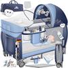 KIDIZ® Lettino per bambini 3in1, Lettino da viaggio, Set - Lettino con fasciatoio, Zanzariera, Pareti laterali aerate, Navicella, pieghevole, fino a 15 kg, Blu