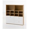 Composad | Libreria della Linea GLOBO con 2 Cassetti, 1 Anta e 10 Vani, Libreria Scaffale, (LxAxP) 120x130x35 cm, Colore Rovere e Bianco Laccato, Cameretta, Studio, Ufficio, Made in Italy