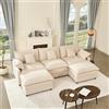 Litbird Divano 3 Posti 274 cm, Divano Angolare Modulare a U, Lino, Bianco crema
