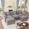 Litbird Divano 3 Posti 274 cm, Divano Angolare Modulare a U, Chenille, Grigio