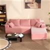 Litbird Divano Angolare 3 Posti, Forma L Destra, Velluto a Coste, Rosa