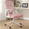 naspaluro Sedia da Ufficio Scrivania Ergonomica, Con Braccioli Pieghevoli, Altezza Regolabile, Seduta e Schienale in Rete Respirante, Girevole con Ruote, Funzione Oscillante Rosa