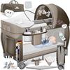KIDIZ® Lettino per bambini 3in1, Lettino da viaggio, Set - Lettino con fasciatoio, Zanzariera, Pareti laterali aerate, Navicella, pieghevole, fino a 15 kg, Marrone