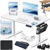KESSER® Scrivania elettrica regolabile in altezza, Scrivania ergonomica per postura eretta, Controllo di memoria a 3 funzioni, incl. Ruote a 360° e Porta di ricarica USB, 100x60 cm - Bianco