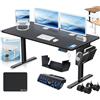 KESSER® Scrivania elettrica regolabile in altezza, Scrivania ergonomica per postura eretta, Controllo di memoria a 3 funzioni, incl. Ruote a 360° e Porta di ricarica USB, 140x70 cm - Nero