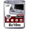 COVALL Telone Impermeabile Esterno 8x10m 155 gr/mq, HDPE Rinforzato Occhiellato Anti-UV - Telo Copritutto Antipioggia Antivento per Giardino Campeggio, Argento Nero