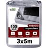 COVALL Telone Impermeabile Esterno 3x5m 155 gr/mq, HDPE Rinforzato Occhiellato Anti-UV - Telo Copritutto Antipioggia Antivento per Giardino Campeggio, Argento Nero