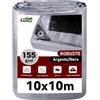 COVALL Telone Impermeabile Esterno 10x10m 155 gr/mq, HDPE Rinforzato Occhiellato Anti-UV - Telo Copritutto Antipioggia Antivento per Giardino Campeggio, Argento Nero