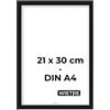 WIETRE Cornice portafoto A4, 21 x 30 cm, in legno MDF nero, cornice per poster, vetro acrilico infrangibile, da appendere e appoggiare, per foto, immagini e poster