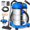 Masko® Aspirapolvere industriale, in acciaio inox, 2300 W + presa di corrente, aspirazione a secco e a umido, funzione di soffiaggio, Push&Clean, con e senza sacchetto, Blu
