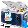 KESSER® Compressore Frigorifero Box 2 in 1 Doppia Zona, Frigorifero e Congelatore Elettrico, LED Touch 12/24 V 230 V, Frigorifero Raffreddamento fino a -20 °, Blu Navy/Grigio, 31 Litri