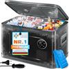 KESSER® Compressore Frigorifero Box 2 in 1 Doppia Zona, Frigorifero e Congelatore Elettrico, LED Touch 12/24 V 230 V, Frigorifero Raffreddamento fino a -20 °, Nero/Antracite, 40 Litri