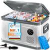 KESSER® Compressore Frigorifero Box 2 in 1 Doppia Zona, Congelatore Elettrico, LED Touch 12/24 V 230 V, Raffreddamento fino a -20 °, Argento/Antracite, 40 Litri