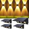 Delaiglow Lampade Solari da Esterno Alto e Basso Luce Solare LED Esterno Bianco Caldo Applique da Esterno Solare Impermeabilità IP67 4 Pezzi per Giardino Recinzione Muro