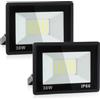 Fynokst 30W Faretto LED da Esterno, 3240LM Sovrilluminante Faro LED Esterno, 6000K Luce Bianca Fredda, IP66 Waterpoof Faretti per Giardino, Garage, Campo sportivo, 2 Pezzi