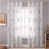 MIULEE Tende per Interni con Ricami a Foglie Bianche e Grigie 140x270 cm