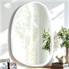 Lzuso Cornice in legno Specchio da parete asimmetrico, ovale irregolare per parete, forma unica, specchio decorativo artistico per ingresso, camera da letto, soggiorno, bagno, bianco