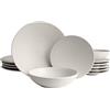 ECHTWERK Blanka Servizio da Tavola Vintage per 4 Persone - 12 Pezzi Elegante Design Naturale Con Struttura in Terracotta - 4 Piatti da Pranzo, 4 da Dessert, 4 Fondi - Crema