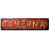 Gentinap Taverna Cartello con arte rustica in metallo e sfondo rosso, targa in metallo vintage, per casa, bar, giardino, decorazione da parete, poster in metallo, 10 x 40 cm
