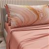 PETTI Artigiani Italiani - Lenzuola in Cotone con Federe in Stampa Digitale, Lenzuolo Una Piazza e Mezza, Completo Letto Fantasia Marmo Salmone, 100% Made in Italy
