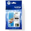 Brother Cartucce d'inchiostro multipack, Brother LC421VAL, nero, ciano, magenta, giallo, capacità standard, 200 pagine, per DCP-J1050DW