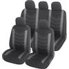 Upgrade4cars Coprisedili Auto Set Universale Grigio Nero Completo | Per sedili anteriori & posteriori | Inodore & antiscivolo | Adatto a tutte le stagioni | Qualità collaudata