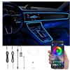 QAUBEN Auto illuminazione ambientale fibra ottica 64 colori musica suono attivo con APP controllo auto kit di illuminazione dell'atmosfera decorativa DC 12V 1W 3m