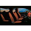 Rebeca Shop® Coprisedili Auto Compatibili per 500 dal 2007 in poi Made in Italy Set Copri-sedili anteriori e posteriori (500 Hybrid con colore posteriore, Nero/Arancio)