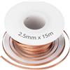 QWORK® treccia dissaldante, stoppino di flusso in filo di rame, per una rimozione efficiente della saldatura, 2.5 mm x 15 m