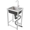 Pinuox Lavabo indipendente in acciaio inox, 1 lavello da cucina con rubinetto per cucina, bagno, commerciale, 45 x 41 x 75 cm