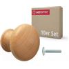 Gedotec 10 pezzi pomello per mobili URSULA legno faggio Ø 35 mm con inserto filettato in ottone vite M4×25 mm inclusa | pomello in legno massello maniglia per mobili pomello in legno maniglia per